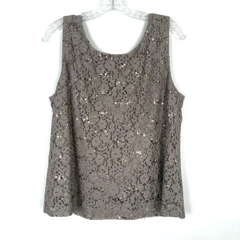 R & M Richards Lace Pantsuit with Jeweled Neckline (David's Bridal). Taupe color - Picture 6 of 8